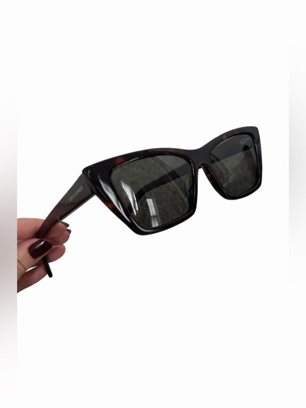 Saint Laurent Tortoise Frame with Black Lenses Cat-Eye Sunglasses